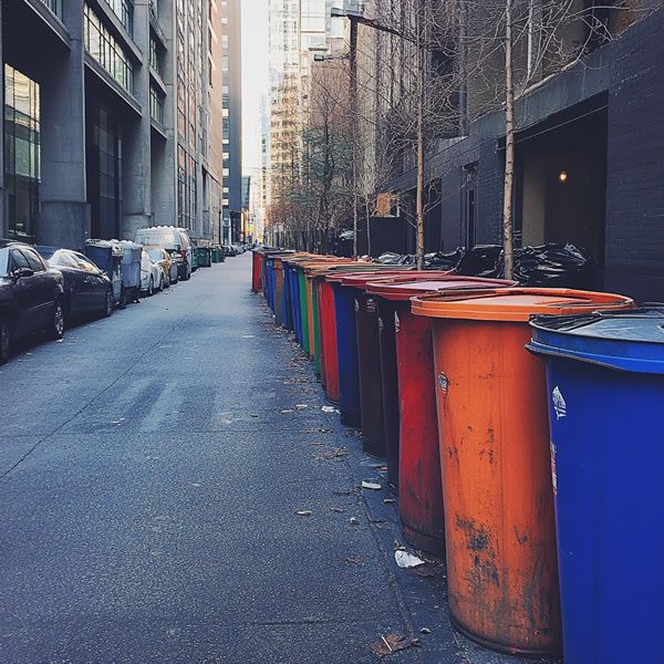 Trash Can Gold Trash Cans Ready for Pickup